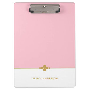Elegant Pink White Gold Personalized Clipboard