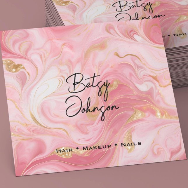 Elegant Pink White Gold Salon Business Card (Creator Uploaded)