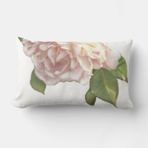 Elegant pink white Ivory peach roses Lumbar Cushion