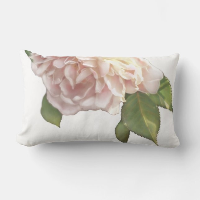 Elegant pink white Ivory peach roses Lumbar Cushion (Front)