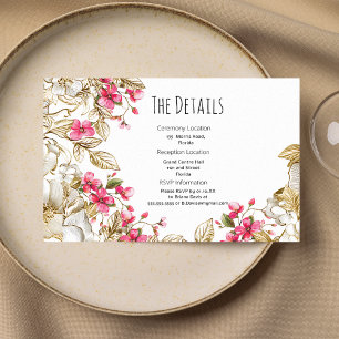 Elegant pink white luxury gold floral Details Card