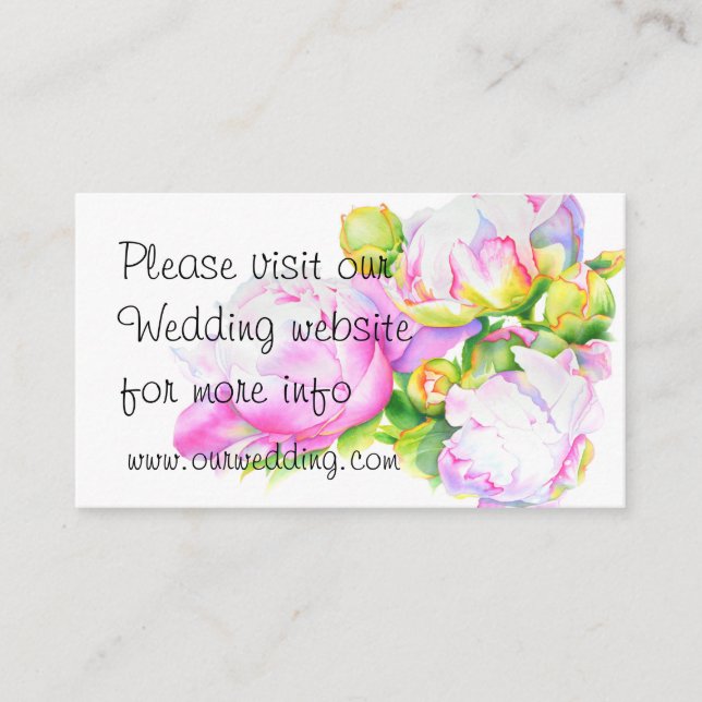 Elegant pink white peony floral watercolor enclosure card (Front)