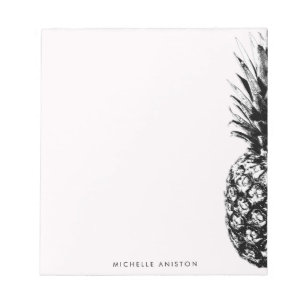 Elegant Pink White Pineapple Custom Notepad