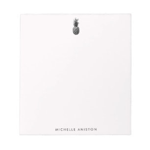 Elegant Pink White Pineapple Custom Notepad