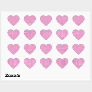 Elegant Pink & White Plaid  Flower Pattern Heart Sticker