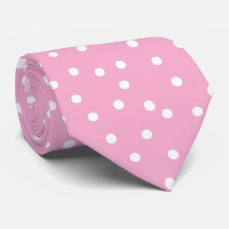 Elegant Pink White Polka Dots Groom Gift   Tie