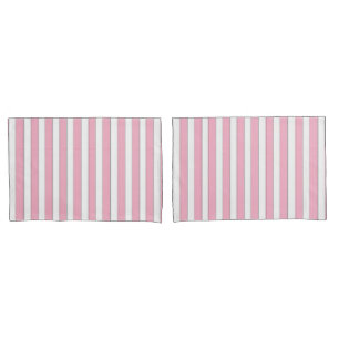 Elegant Pink, White & Silver Striped Case Set Pillowcase