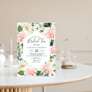 Elegant Pink & White Watercolor Floral Frame  Invitation