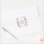 Elegant Pink & White Watercolor Floral Frame  Square Sticker<br><div class="desc">The Elegant Pink & White Watercolor Floral Frame invitation is a beautiful and sophisticated design that features delicate pink and white watercolor flowers arranged in a stylish frame. The invitation is perfect for a variety of events, such as weddings, bridal showers, baby showers, and other special occasions. The design has...</div>