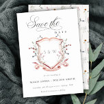 Elegant Pink Wildflower Monogram Watercolor Crest Save The Date<br><div class="desc">Pastel Wildflower watercolor Collection- it's an elegant watercolor Illustration of pink blush watercolor delicate wildflowers with a modern minimal touch. Perfect for your modern floral wedding & parties. It’s very easy to customise,  with your personal details. If you need any other matching product or customisation,  kindly message via Zazzle.</div>