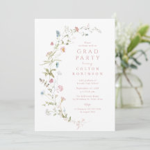 Elegant Pink Wildflower Rustic Boho Graduation