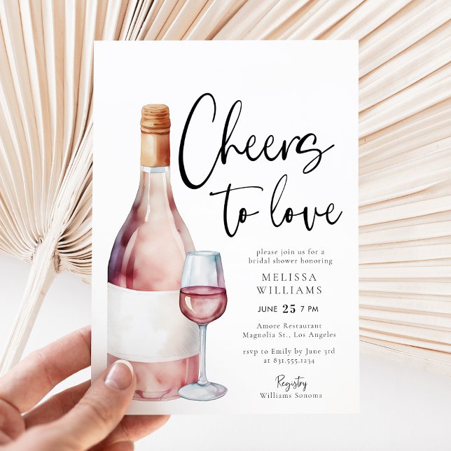 Elegant Pink Wine Cheers to Love Bridal Shower Invitation (Creator Uploaded)