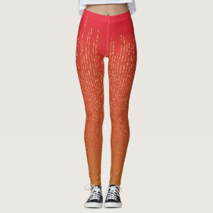 Elegant Pink Yellow Glitter Pattern Leggings