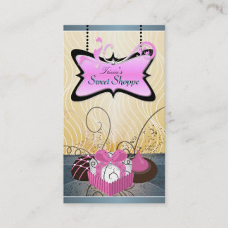 Elegant Pink & Yellow Swirl CookieBusiness Card