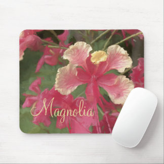 Elegant Pink Yellow Watercolor Flowers Personalise Mouse Pad