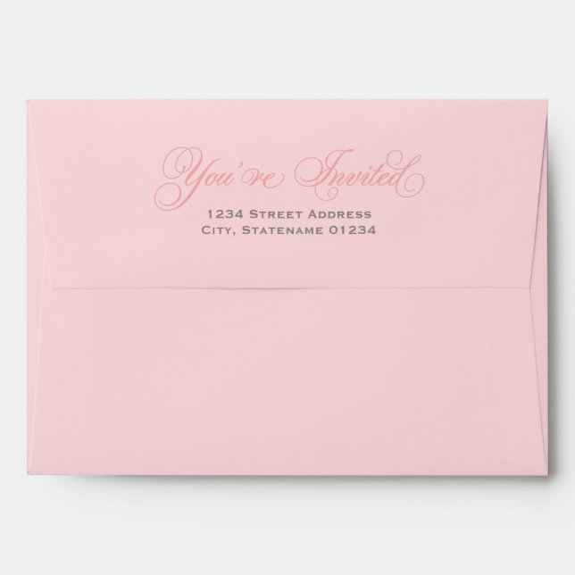 Elegant Pink You're Invited Script Wedding Envelope (Back (Top Flap))
