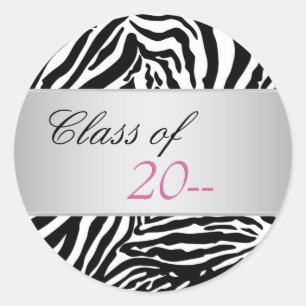 Elegant Pink Zebra Graduation Stickers