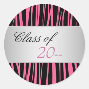 Elegant Pink Zebra Graduation Stickers