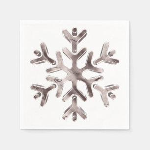 Elegant Pinkish Grey Snowflake Winter Party Napkin