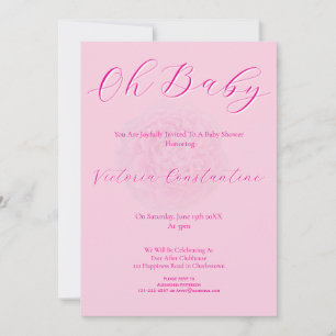 Elegant Pinks Oh Baby Script Peony Baby Shower Invitation