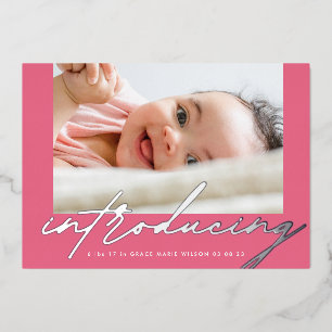 Elegant Pinks Silver Introducing Photo Baby