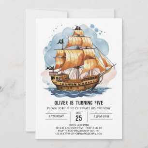 Elegant Pirate Map Custom Pirate Birthday Invitation
