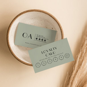 Elegant Pistachio Green Boho Chic Modern 6 Punch  Loyalty Card