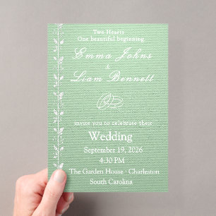 Elegant Pistachio Green Wedding Invitation Acrylic