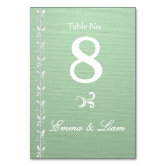 Elegant Pistachio Green  Wedding Table Number