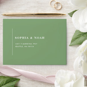 Elegant Pistachio Minimal Spring Wedding Envelope