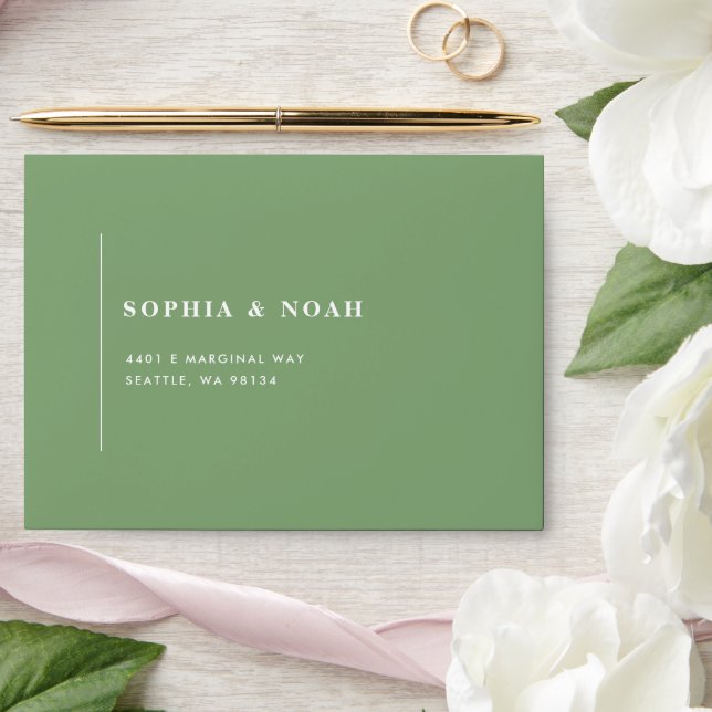 Elegant Pistachio Minimal Spring Wedding Envelope (Wedding)