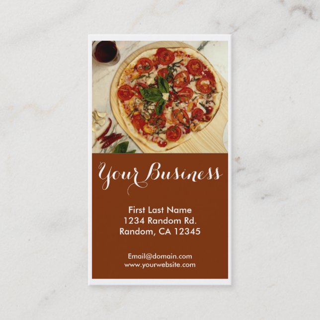 Elegant pizza customisable business cards (Front)