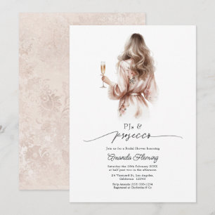 Elegant PJs & Prosecco Bridal Shower Invitation