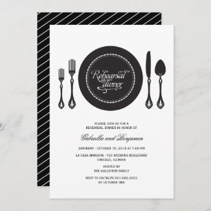 Elegant Place Setting Wedding Rehearsal Dinner Invitation