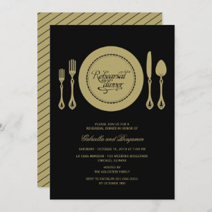Elegant Place Setting Wedding Rehearsal Dinner Invitation