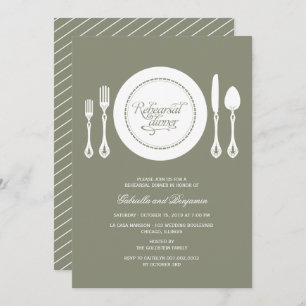 Elegant Place Setting Wedding Rehearsal Dinner Invitation
