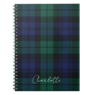 Elegant Plaid Classic Rustic Green Tartan Custom Notebook