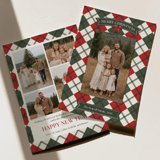 Elegant Plaid Family Photo Christmas Card