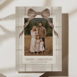 Elegant Plaid Family Photo Christmas Card
