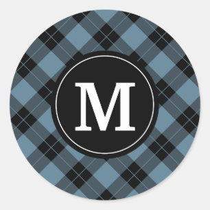 Elegant Plaid Holiday Monogram Stickers