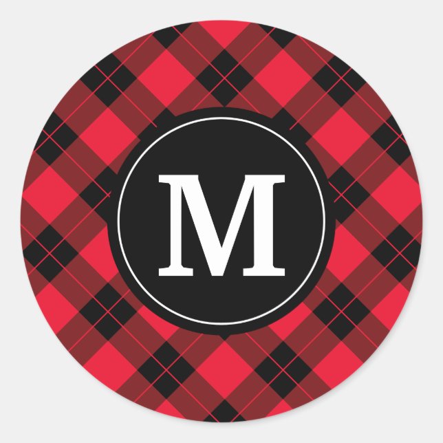 Elegant Plaid | Holiday Monogram Stickers (Front)
