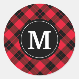 Elegant Plaid   Holiday Monogram Stickers