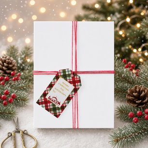 Elegant Plaid Merry Christmas & Bible Verse Gift Tags