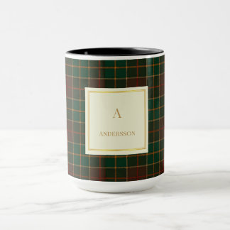 Elegant Plaid Pattern Monogram Custom Mug