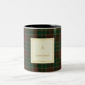 Elegant Plaid Pattern Monogram Custom Name Mug
