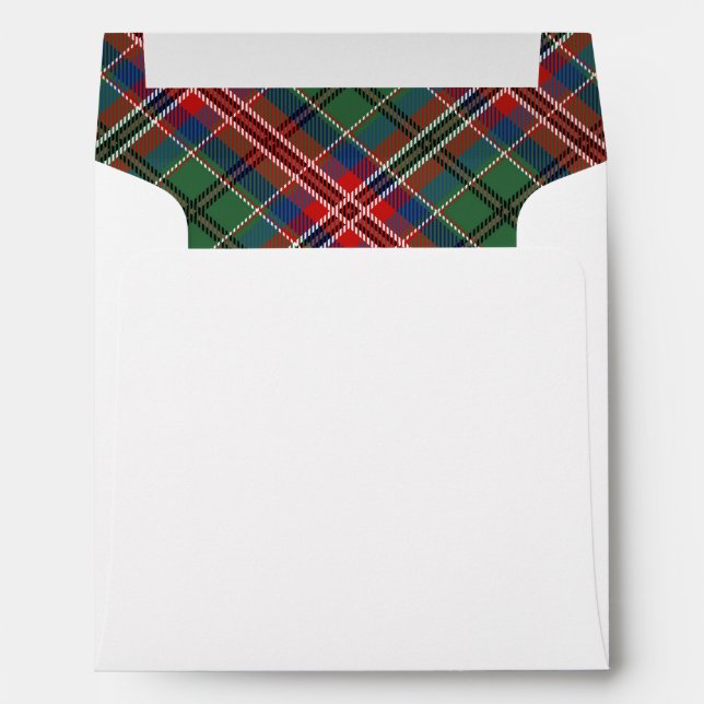 Elegant Plaid Red Green Rustic Tartan Envelope (Back (Bottom))