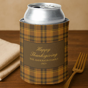 Elegant Plaid Thanksgiving Classic Vintage Custom  Can Cooler