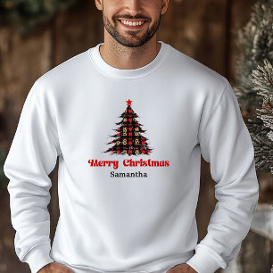 Elegant Plaid Tree Christmas Sweatshirt Cozy Style