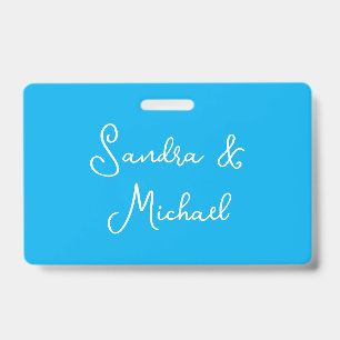 Elegant Plain Azure Blue Personalised Custom ID Badge
