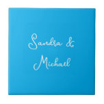 Elegant Plain Azure Blue Personalised Custom Tile<br><div class="desc">Azure blue is one of the most eye-catching and striking colours throughout history. Why not reflect your own personality and taste to others with this uniquely designed template?</div>